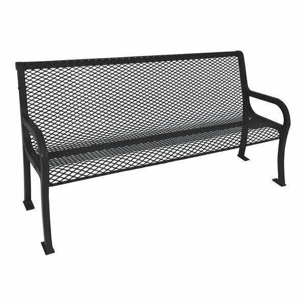 Ultra Site Lexington 8' Black Diamond Bench with Backrest 99'' x 26 7/8'' x 35 1/2'' 38A954V8BK